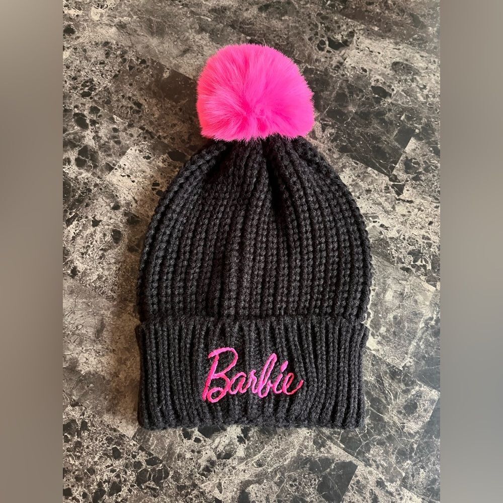 Barbie Women's Embroidered Logo Pom-Pom Beanie